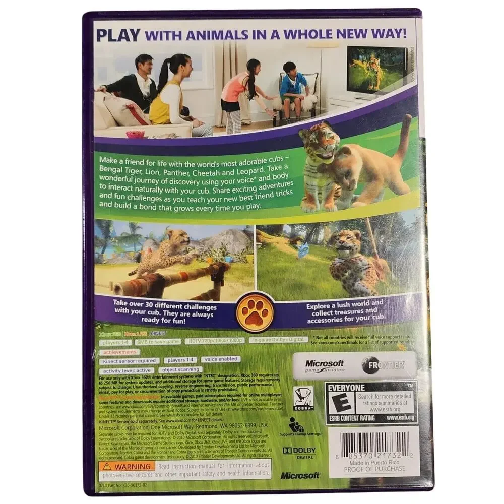 Kinectimals - Xbox 360 - REQUIRES KINECT. CIB. Some Artwork Wear. Tested.